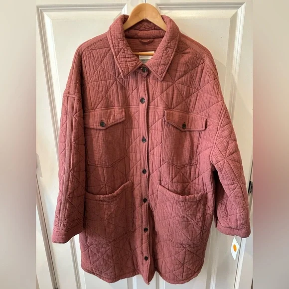 Avec Les Filles Dusty Rose Quilted Cotton Gauze Coat NWT - Picture 3 of 7